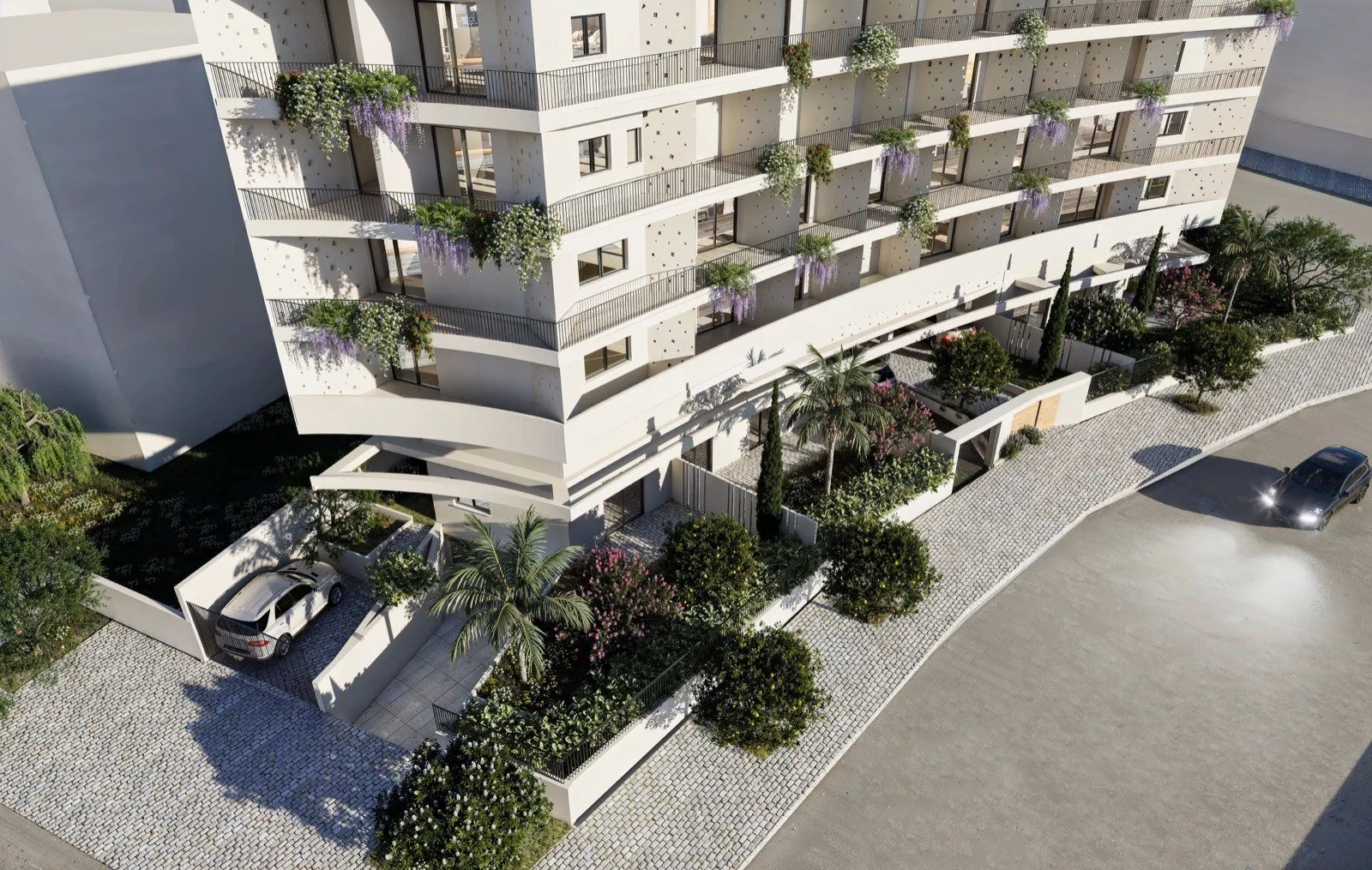 Giriş yolu ve peyzajlı zemin seviyesi